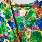 VINTAGE floral green 100% silk faux wrap dress Size M Photo 6