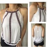 H&M COACHELLA White Sleeveless Ruffled Tank Top Cotton Size 4 Photo 2