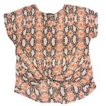 West Kei  Blouse M Medium Peach Black Snakeskin Print Tunic Top Shirt Semi Sheer Photo 0