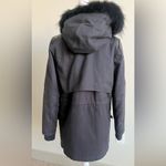 Maje  Black Fur-Trimmed navy Parka Photo 11