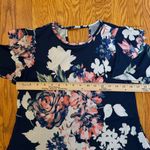 Annabelle Womens Floral 3/4 Sleeve Dress with Ruffled Shoulders & Pockets Size S Blue Photo 7