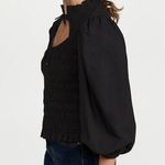 Love The Label Anthropologie Black Smocked Puff Sleeve Blouse Sz.S NWT Photo 2