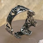 Sterling Silver Vintage Elephant Swirl 925  Ring Photo 10