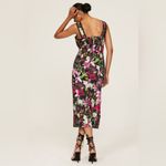 Marchesa Notte Botanical Midi Dress in Size 6 Black Photo 3