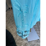 Raya Sun Bathing Suit Cover Dress Aqua Blue Palm Tree Embroidered Beach Resort Photo 3