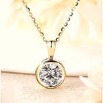 Boutique 2 Ct Solitaire Diamond Necklace‎ | 14k Yellow Gold Over 925 Sterling Silver NWT Photo 4
