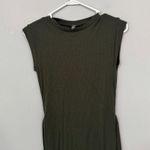 Francesca's NWT  Dark Olive Green Ribbed Knit Dress Cap Sleeves Women's Size XS Photo 2