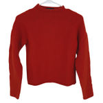 Ann Taylor  Lambswool Sweater Red/Orange Floral Mock Neck Knit Top Women M Cozy Photo 0