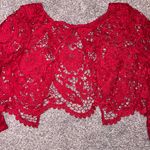 Elegant Red Lace Crop Top Photo 4