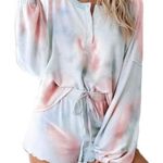 Pink Multi Color Cotton candy Tie Dye Loungewear Set Photo 0