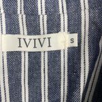 IVIVI Women's Linen Blend Blue Pinstriped Button Blazer Preppy Office Sz Small Photo 8