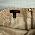 Vintage Escada Silk & Linen Tan Tweed Pencil Skirt with Fringe Detail Size 34 Photo 1