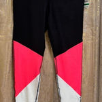 Material Girl Juniors Large Hot Pink Black White Colorblock Athletic Leggings NW Photo 0