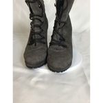 DKNY  Women Suede Platform tie up Ankle Booties Sz 8 Gray NWOT Flawed * BikerCore Photo 1