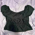 Topshop NEW Textured Bardot Crop Peplum Blouse – Black – Women’s US 8 Photo 5