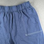 Free People FP Beach Shorts Womens Large Blue Cotton Elastic Waist Lounge Casual Summer Photo 2