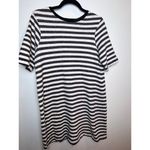 ASOS Striped Mini T Shirt Dress in Size 10 Preppy Nautical White Grey Photo 2