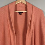 Lands' End Sweater Coral Open Front Casual Beach Cozy Cardigan Lagenlook Size L Photo 3