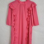 Ny Company Womens Blouse Size Medium Pink Ruffle Crewneck Half Sleeves Photo 0
