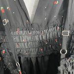 SheIn Spaghetti Strap Romantic Casual Mini Dress With Rose Prints, Black/Red, L Photo 5