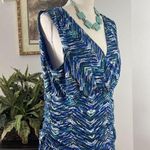 Nine West  Dress Women's 16 Sleeveless V-Neck Partially Lined Blue Stretch Photo 6