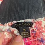 City Studio Smocked Square Neck Tie Dye Print Puff Sleeve Mini Dress Size S Pink Photo 1