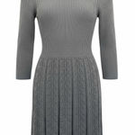 Eliza J  Gray Classic Women's Turtleneck Fit & Flare Knit Sweater Dress Small Photo 0