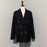 ZARA  Bloggers Fav Black Double Breasted Lapel Collar Shoulder Pads Blazer Size M Photo 3