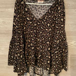 Andrée Andree by unit brown‎ and black leopard blouse with bell sleeves size 2X Photo 0