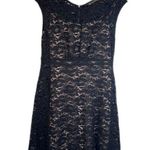 INC International Concepts Black Lace Overlay Fit & Flare Cap Sleeve Dress Sz 10 Photo 0