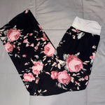 Navy Floral Print Lounge Pants Size Large Pink Photo 0
