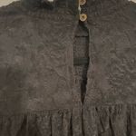 Witchy Whimsigoth Dark Fairy Black Lace High Neck Smocked Long Sleeve Top Medium Photo 3