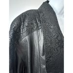 VTG Western Cowgirl Black Leather Stamped Trench Coat Duster Jacket M(b49) Size L Photo 2