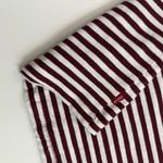 Levi's Top Tee Shirt Raglan Striped Cropped Crewneck Soft Wine Burgundy Cream Photo 6