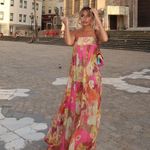 ZARA  Floral Strapless flowy bohemian Maxi Dress summer vacation casual Photo 4