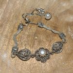 Sterling Silver DGS Turkey Filigree Floral White Pearl 925  Adjustable Bracelet Photo 2