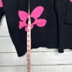 Shirley & Stone Black Cardigan Sweater Pink Daisy Floral Open Front Size Medium Photo 3