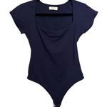 Aritzia Babaton Bodysuit Womens Large Original Contour Squareneck Navy Blue Photo 0
