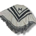 Relativity Beige/Gray Black Poncho Sweater Southwest Aztec Fringe Bohemian - 3X Photo 2