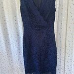 OSERJEP Scallop Eyelet Floral Lace Surplice V Neck Sheath Midi Dress Back Slit S Photo 2