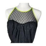 Vera Wang Princess  Black Polka Dot Neon Yellow Trim Belted Chiffon Dress Size 5 Photo 1