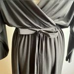 Vintage 80s Ricki Lane Nuit Black Batwing Dress Silver Beaded Small Medium Photo 5