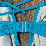 Aqua Blue Lace Halter Bikini Top Size L Photo 2