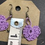 Crochet heart dangle earrings handmade MunandMe Photo 1