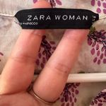 ZARA Woman Cream & Purple Floral Geometric Silk Blend High Low Shirt Dress Photo 8