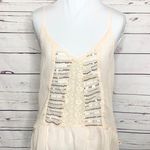 Hollister Sheer Cream Sequin & Lace Ruffle Trim Peasant Tank Top Size Small Photo 6