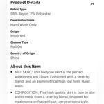 BCBGMAXAZRIA  Midi Skirt with High-Low Hem - Size XS Photo 5