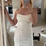 ZARA maxi white dress draped ruched wedding party coctail Photo 0