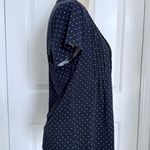 Lands' End Lands’ End Women’s Small Navy Blue Polka Dot Pintuck Short Sleeve Blouse Top New Photo 3