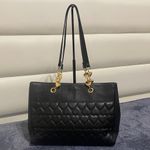 Moschino  Elegant Black Quilted Leather Tote Bag Photo 1
